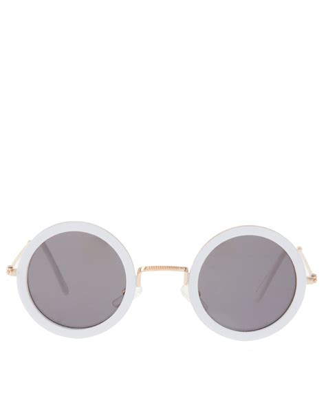 Asos Asos White Round Sunglasses In White Lyst