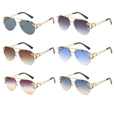 2023 Vintage Gradient Rimless Oval Sunglasses For Men Women Brand Designer Driving Sun Glasses