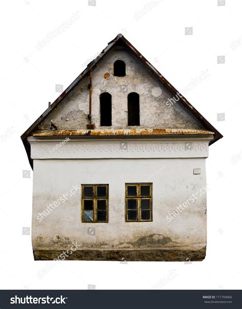 Old House Isolated On White Background Stock Photo