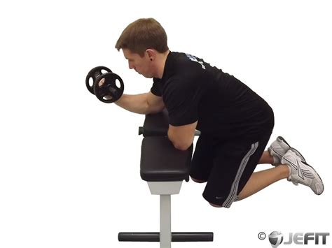 Dumbbell One Arm Reverse Wrist Curl Over Bench Exercise Database