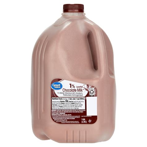 Great Value 1 Low Fat Chocolate Milk Gallon 128 Fl Oz