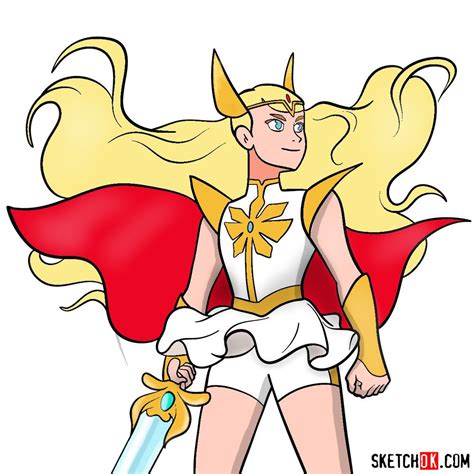 How To Draw She Ra Adora Sketchok Easy Drawing Guides