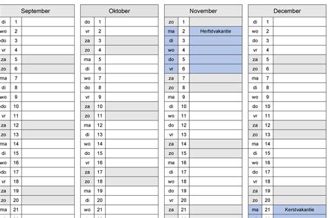 Für denjenigen, der kein excel installiert hat oder keine entsprechende software zur verfügung hat, kann auch das pdf herunterladen und dieses mit dem adobe reader. Schooljaarkalender 2020-2021 - Downloadbaar lesmateriaal ...