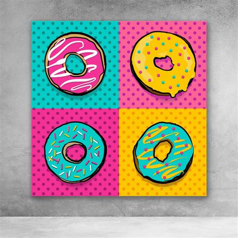 Pop Art Donuts Andy Warhol Style Pop Art Cartoon Canvas Wall Art Pop
