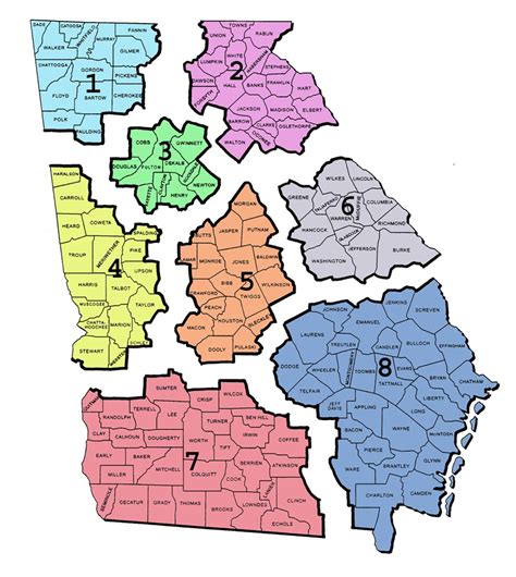 Georgia County Map Printable With District Location Free Printable
