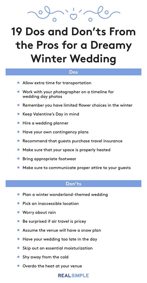 Winter Wedding Ideas Dos And Donts From The Pros Wedding Checklist