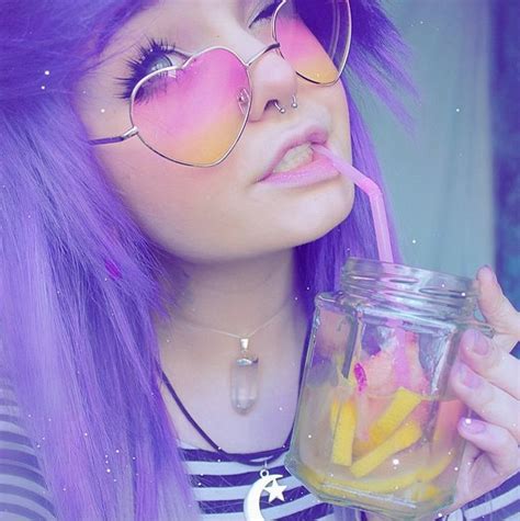 Milkwhore Instagram Purple Hair Alternative Pastel Heart Glasses