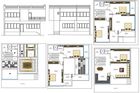 Download 3 Bhk Bungalow Plan With Furniture Layout Autocad File Cadbull