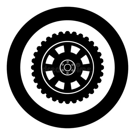 Car Wheel Tire Icon In Circle Round Black Color Vector Illustration