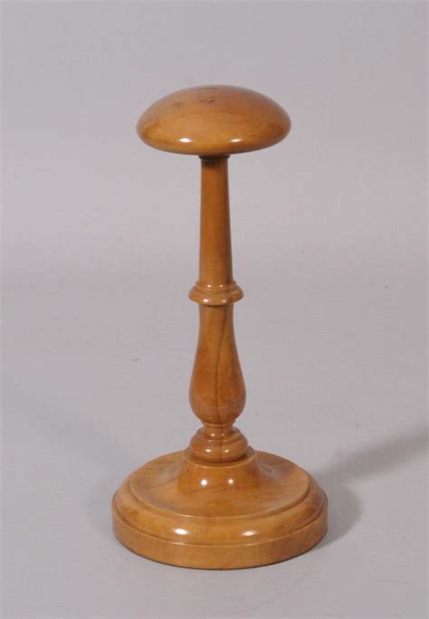 Treen 19th Century Boxwood Lead Weighted Wig Stand Bada