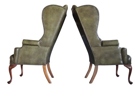 Green leather armchair can be the simplest choice when it comes to enjoyable. Olive Green Leather Wingback Chairs, a Pair | Leather ...