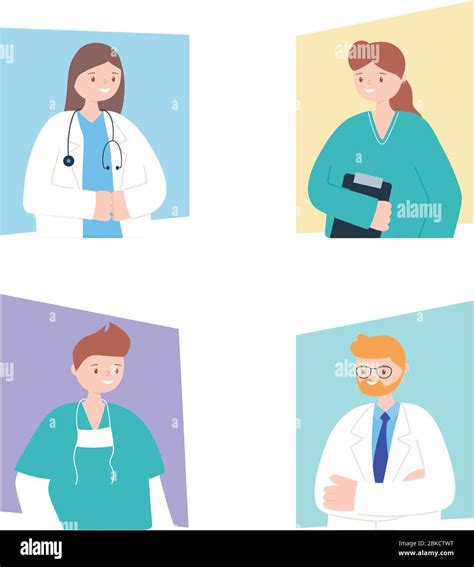 Doctors And Nurses Physicians Nurses Male Female Cartoon Character
