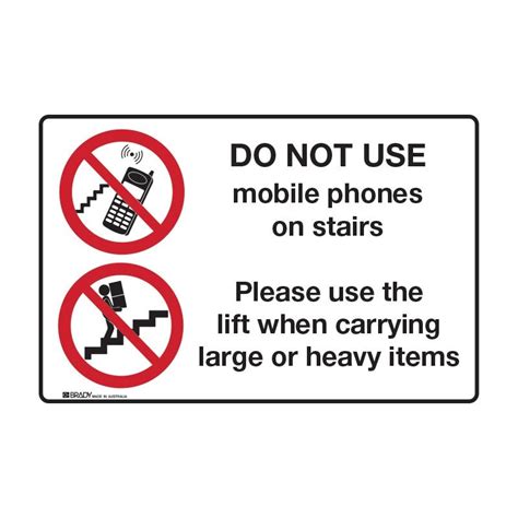 Prohibition Sign Stair Safety Do Not Use Mobile Phones Please Use