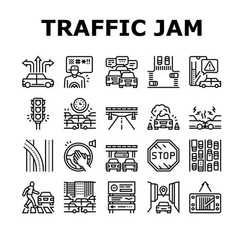 Traffic Jam Transport Collection Icons Set Vector 10328822 Vector Art