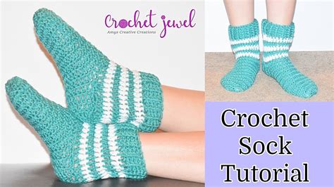 Easy Crochet Adult Stripe Socks Tutorial Youtube