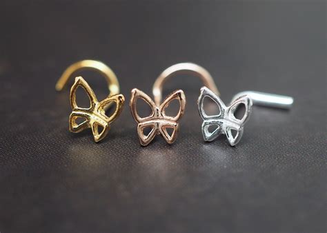 Silver Nose Ring Butterfly Nose Stud Insect Animal Unique Etsy