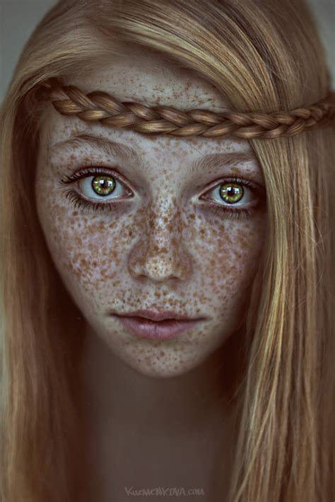Braid Face Freckles Ginger Girl Green Eyes Image