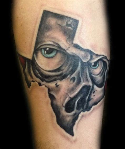 Skull In Texas With Blue Eyes Tattoos Portrait Tattoo