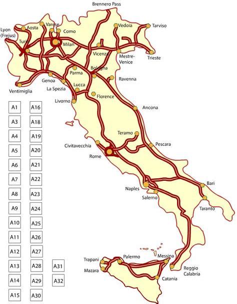 Italy Autostrada Map With Images Italy Map Map Interactive Map