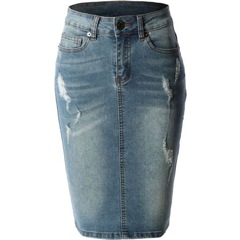 Le3no Womens High Waisted Distressed Denim Pencil Skirt Distressed Denim Skirt Denim Fashion