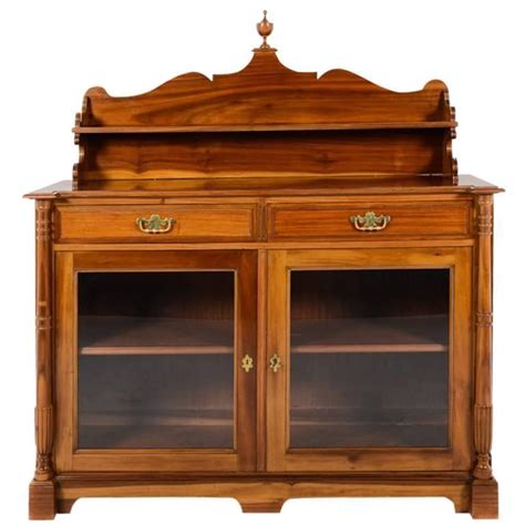Antique French Mahogany Two Glass Doors Buffet Circa 1900 For Sale At
