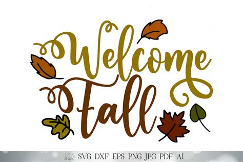 Welcome Fall Autumn Cutting File And Printable Svg Dxf Etsy