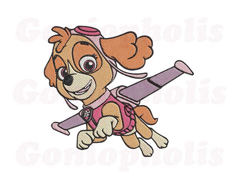 Skye Paw Patrol 01 Filled Embroidery Design 3 Sizes 4x4 Etsy