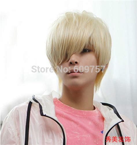 Blonde highlights in brown hair men. Boys Wig New Korean Fashion Short Men Light Blonde Hair ...