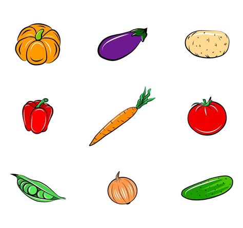Conjunto De Iconos De Verduras Aislado En Blanco Pegatinas De Dibujos