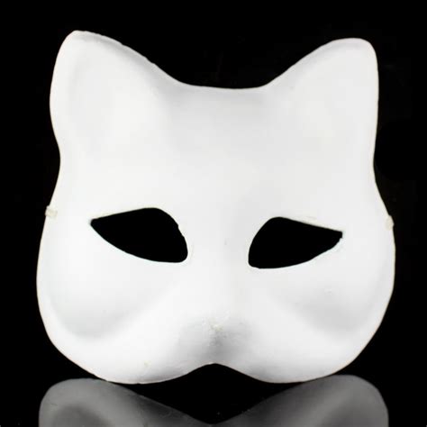 Unpainted Blank White Paper Pulp Cat Masks Environmental Diy Fine Art