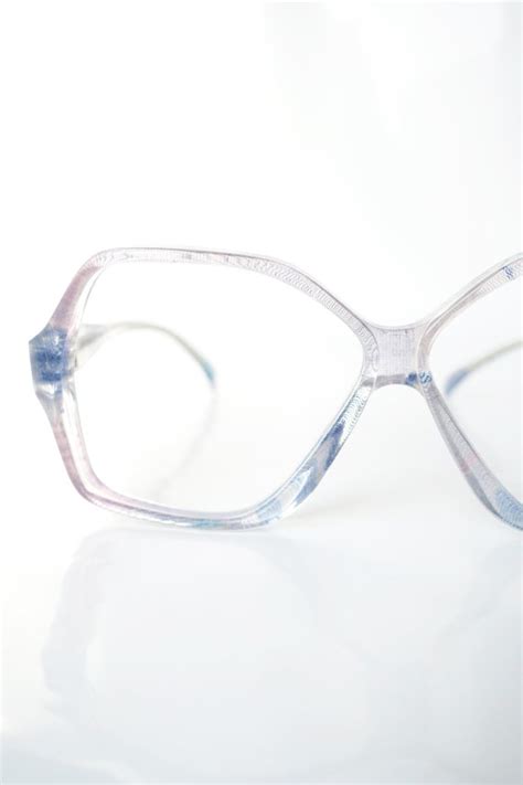 1960s Clear Blue And Pink Eyeglass Frames 60s Paste Gem