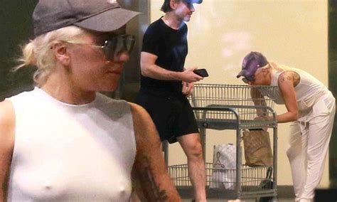 Braless Lady Gaga Enjoys Downtime With Beau Christian Daily Mail Online