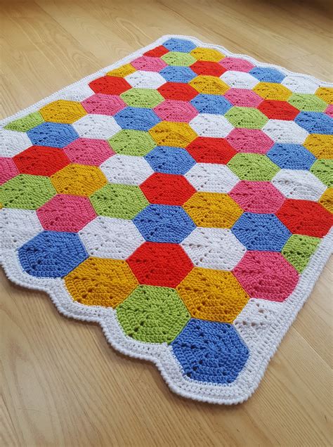 Crochet Blanket Pattern Hexagon Blanket Instant Download Pdf Etsy