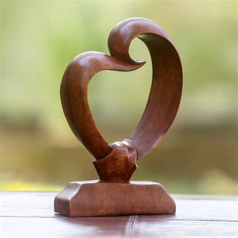 Unicef Market Handcrafted Heart Shaped Wood Sculpture Deep Love