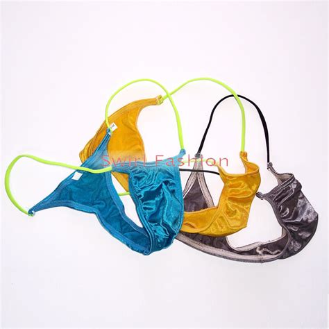 K2059 K205 Mens Micro Bikini String Waist Shiny Satin Knit Nylon