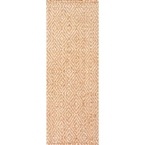 Nuloom Alanna Diamond Jute Natural 3 Ft X 12 Ft Runner Rug Clwa02a