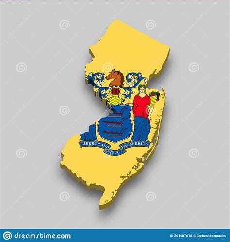 3d Isometric Map Of New Jersey Is A State Of United States Stock Vector