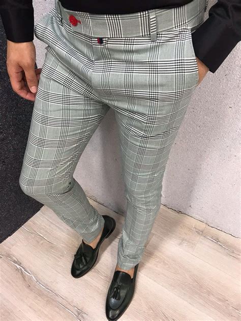 kingston gray plaid slim pants brabion grey plaid pants outfit mens plaid pants gray plaid