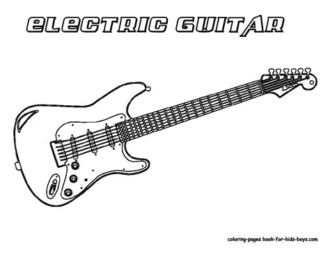 Grand Guitar Coloring Guitars Free Electric Guitar Coloring Home