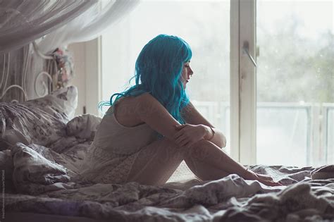 Girl Sitting On The Bed By Irina Efremova