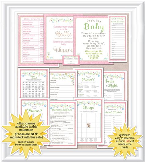 Charades Baby Shower Game In A Vintage Style With Pink Etsy