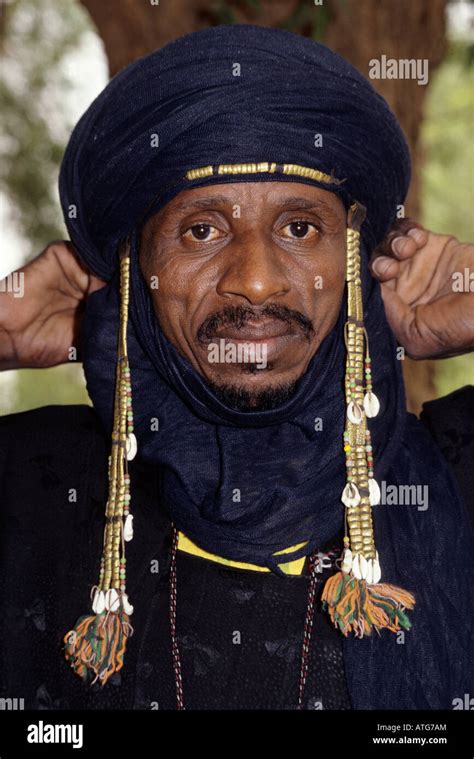 Niamey Niger Tuareg Man Displaying Fulani Jewelry This Tuareg Makes