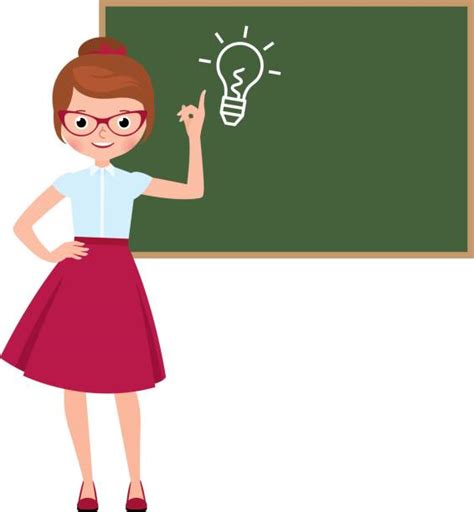 Royalty Free Young Teacher Pointing At Board Clip Art Vector Images