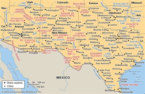 Map Of The Southwest Us States