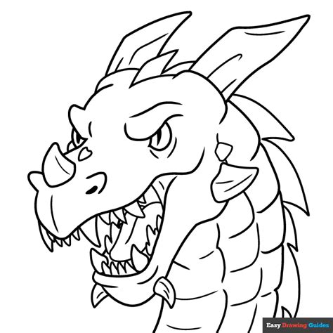 Dragon Head Coloring Page Easy Drawing Guides