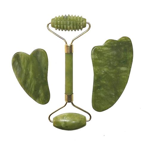 natural jade roller facial massager real stone set guasha tool fruugo za