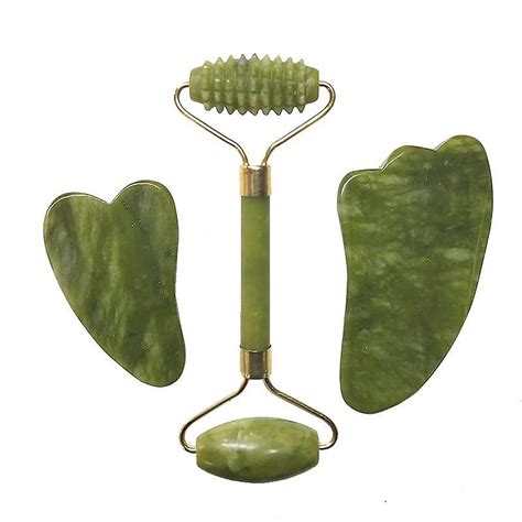 Natural Jade Roller Facial Massager Real Stone Set Guasha Tool Fruugo Za