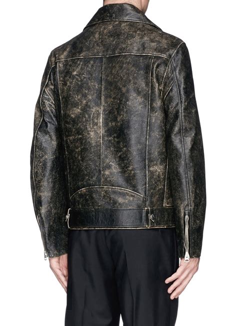 Lyst Acne Studios Nate Distressed Leather Biker Jacket In Black For Men