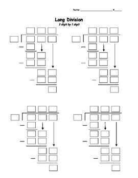 Long Division Template Fifth Grade Math Math Instruction Middle
