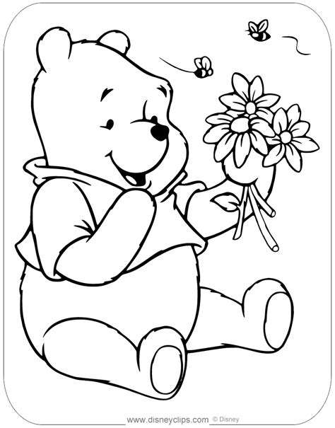Sophia Moms Diary Winnie The Pooh With Flowers Coloring Pages Winnie